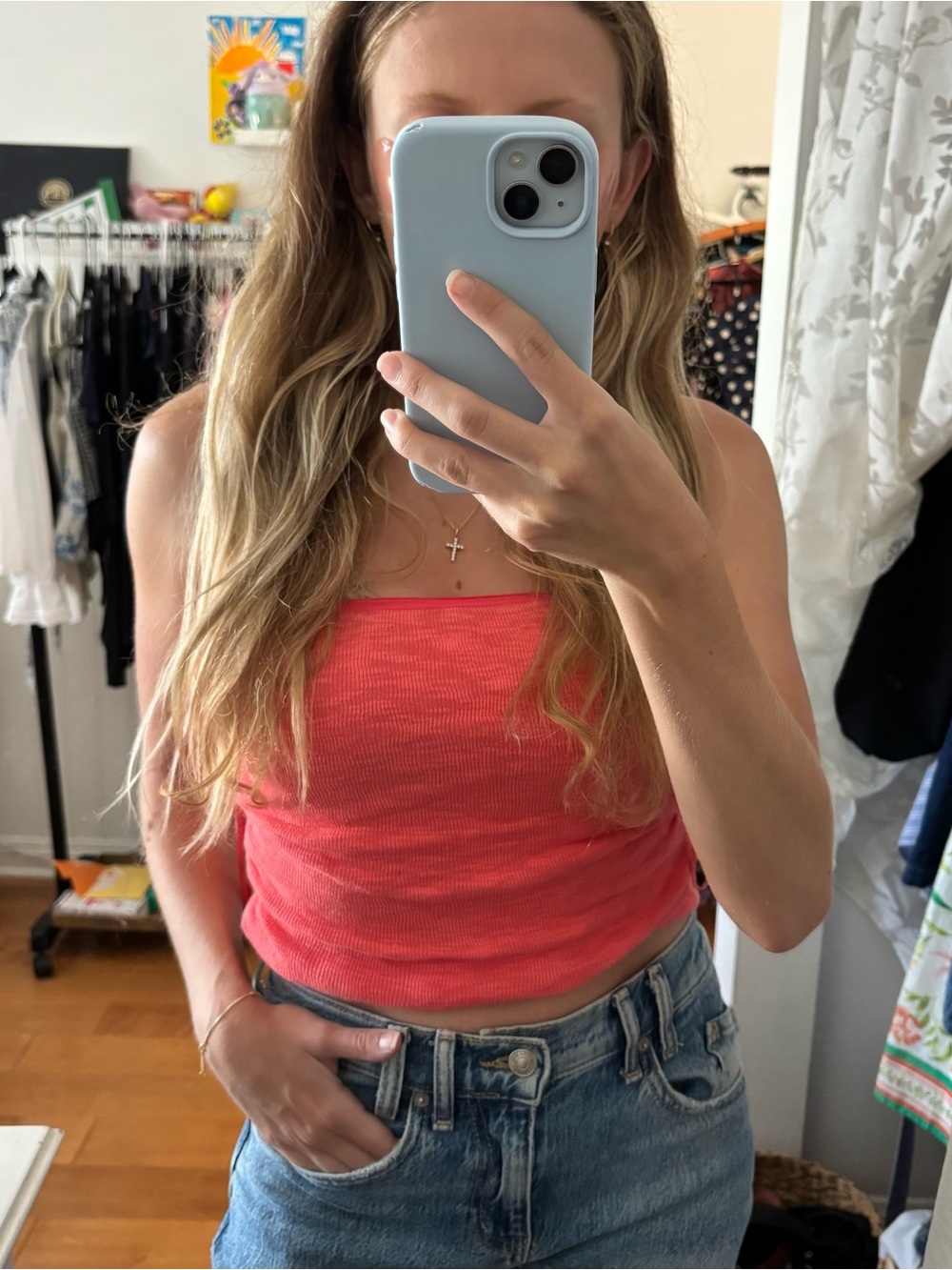 Free People Coral Ribbed Tube Top - Sleeveless Cropped Cami